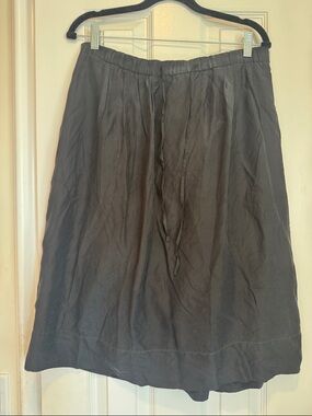 Silk Madewell Black A-Line Midi Skirt with Drawstring Waist